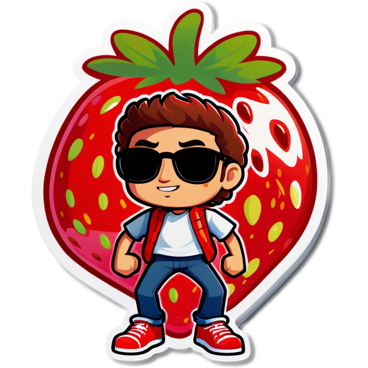 Strawberry cool guy emoji