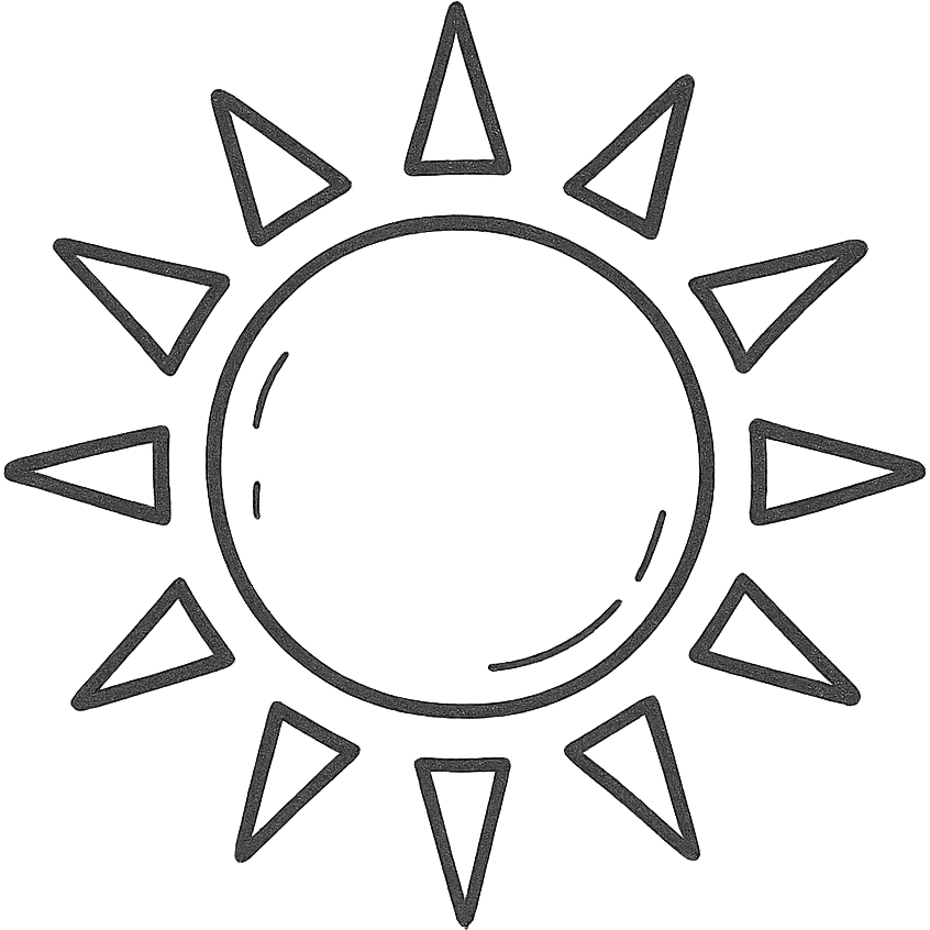 simple pink sun hand drawn outline icon emoji