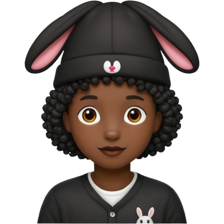 curly black rabbit with jersey and hat emoji