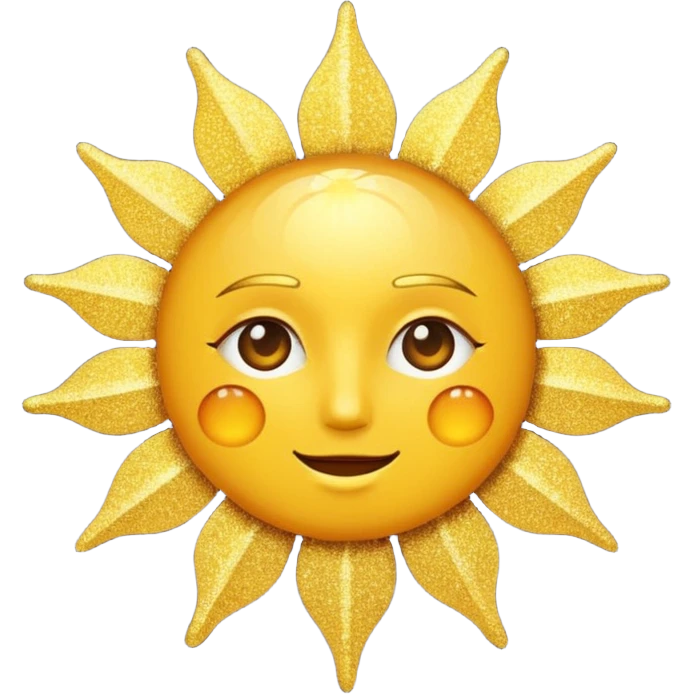 sun in 2d golden glitter in colour emoji
