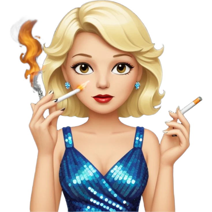 An old blonde diva smoking a cigarette emoji