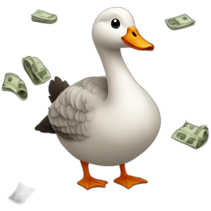 Cute goose with money  emoji