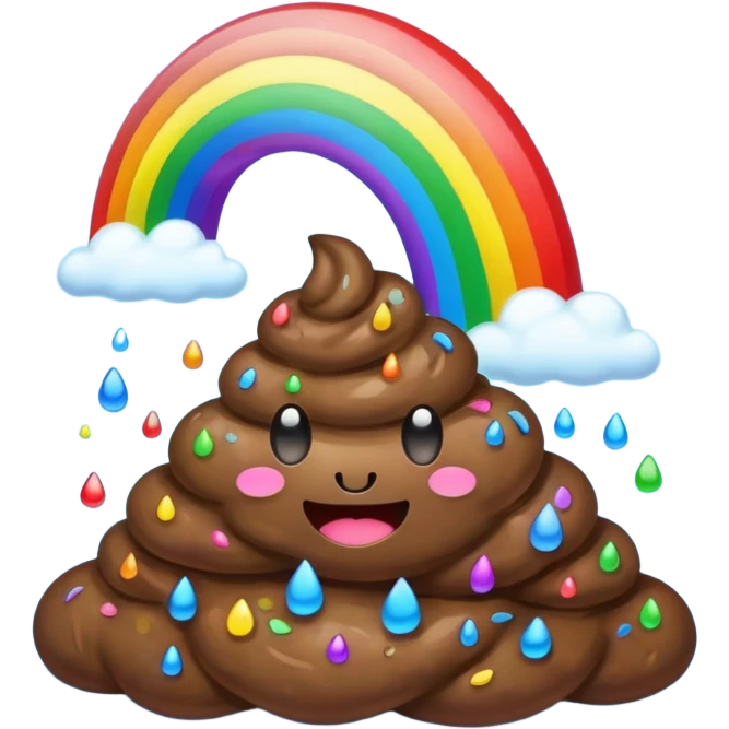 Poop with rainbow emoji