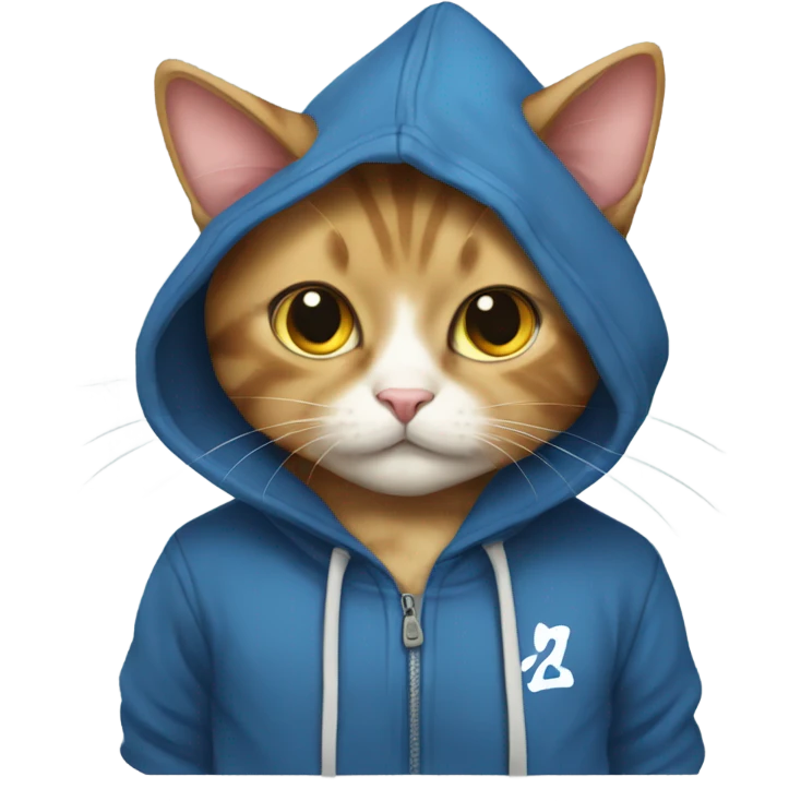 Cat wearing a anime hoodie emoji