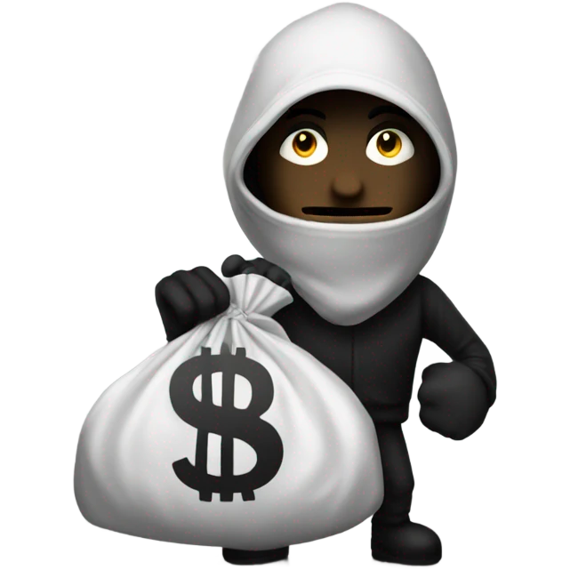 Robber holding bag with dollar sign on it emoji