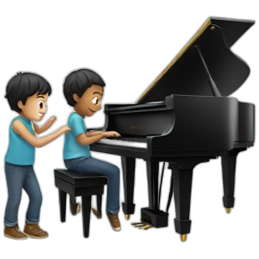 piano with a boy emoji