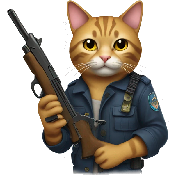 Cat holding gun emoji