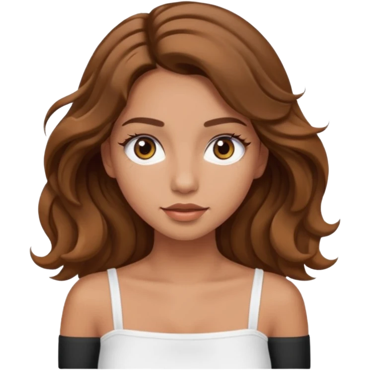 tan girl with long eyelashes wavy brown hair and white tube top emoji