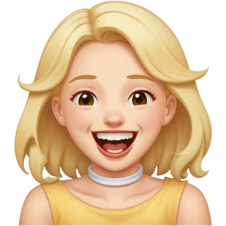 A girl laughing while chocking  emoji