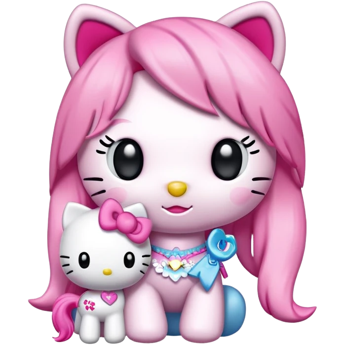 Hello kitty con su peluche de my little pony emoji
