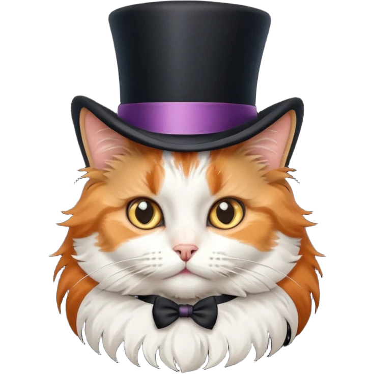 fluffy cat with a top hat emoji