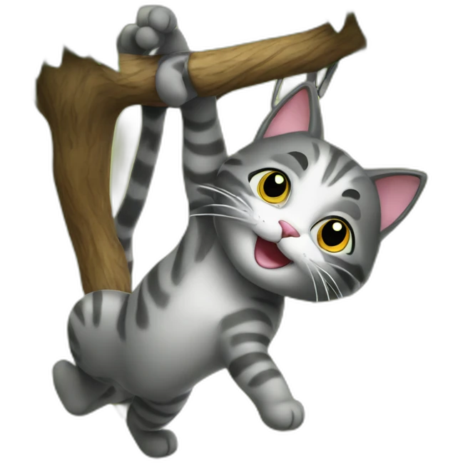 cat hanging from a tree emoji