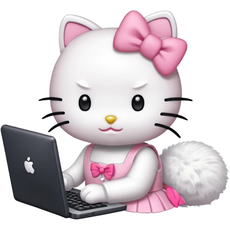Hello kitty typing on a computer emoji