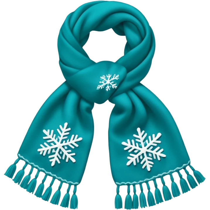 Realistic teal and white snowflake winter scarf isolated. emoji