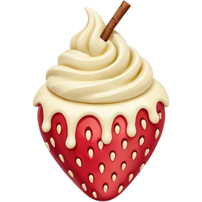 Strawberry with melted white chocolate and more white chocolate  emoji