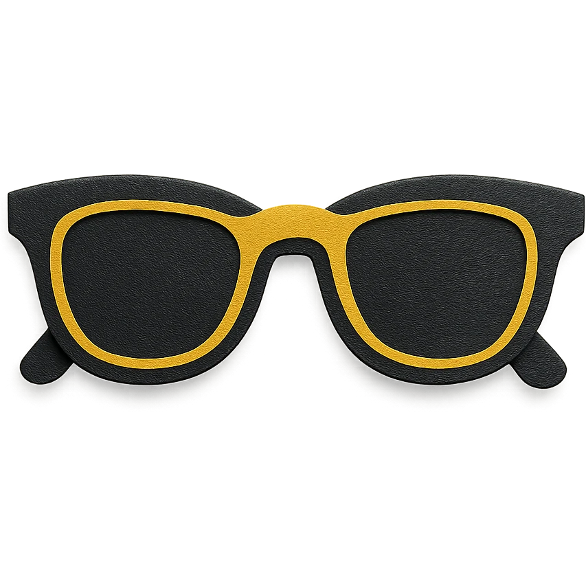 sunglasses with layered paper effect on a white background in paper-craft style emoji
