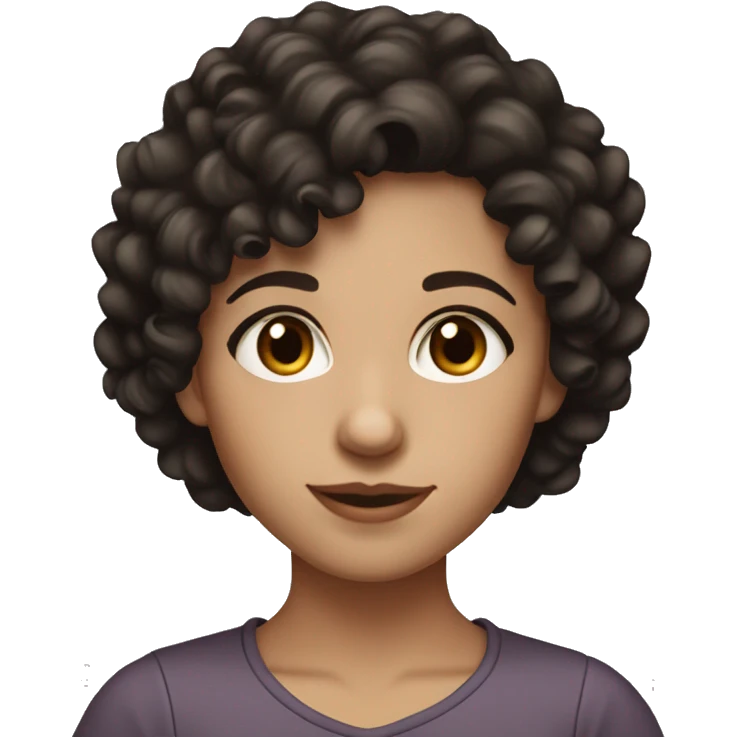 Girl with very dark brown curly hair and dark brown eyes and fair skin emoji