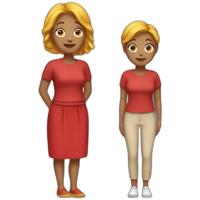 Mom with bright brown-yellow hair in red clothes emoji
