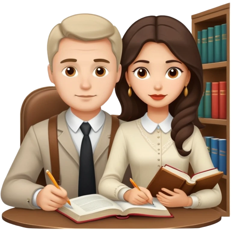 Couple learning each others language  in Montenegro russian man and elegant  Latina girl delicate with books and everything emoji