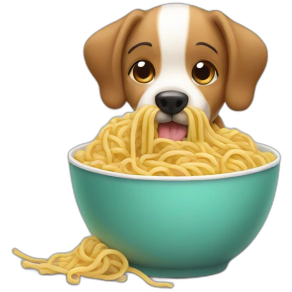 Dog eating noodles emoji