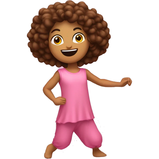 garota vestindo rosa dançando funk com as mãos no joelho emoji