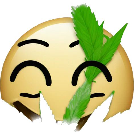 A smiley face sending a kiss with a marijuana leaf emoji