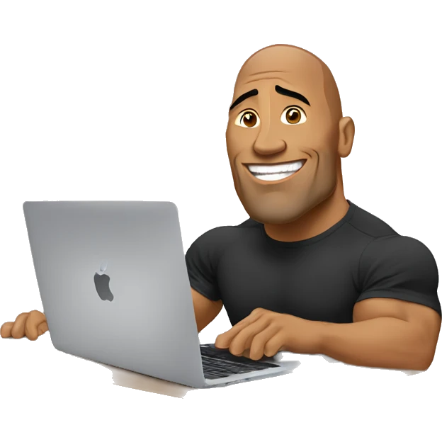 the rock with macbook emoji