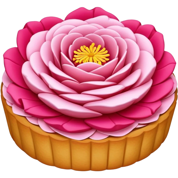 Yunnan Rose Flower Cake with visible petals in pastry, simplified emoji style with bold outlines and bright colors, cartoon style traditional Dian floral dessert emoji