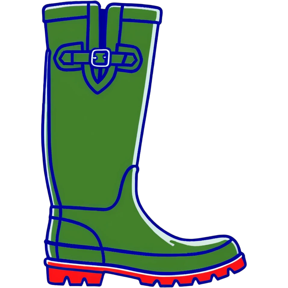 red and blue patterned wellington boots with mud splashes emoji