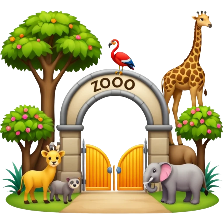 entrada de un zoo y que vean animales  sin ninguna persona  emoji