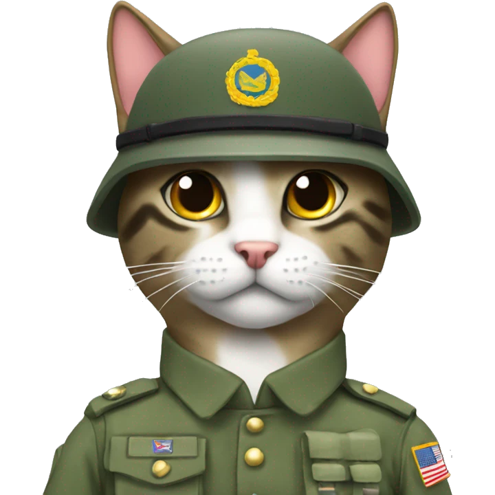military cat with gn emoji