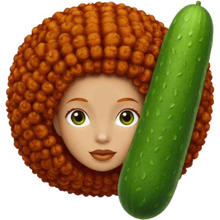 cucumber with redhead afro hair emoji