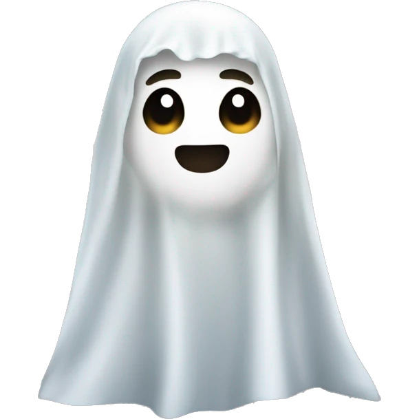 un niño feliz disfrazado de fantasma de Halloween emoji