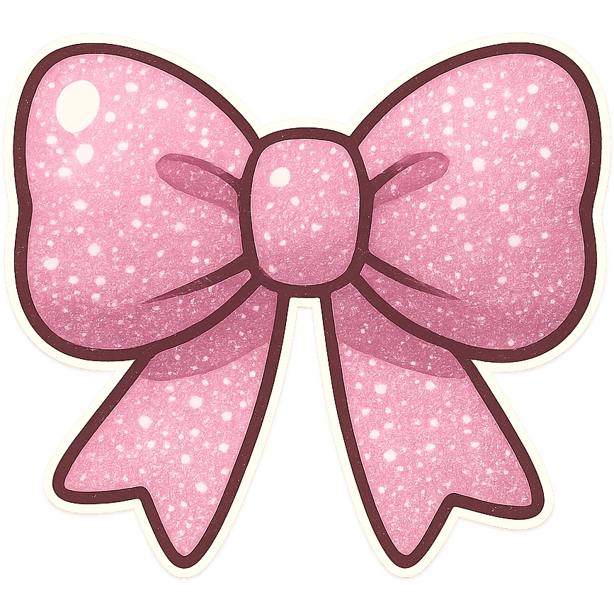 Glitter bow object, cute, shiny, no background emoji