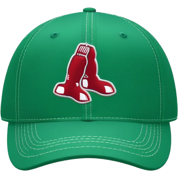 White Boston Red Sox’s logo on a light green hat emoji