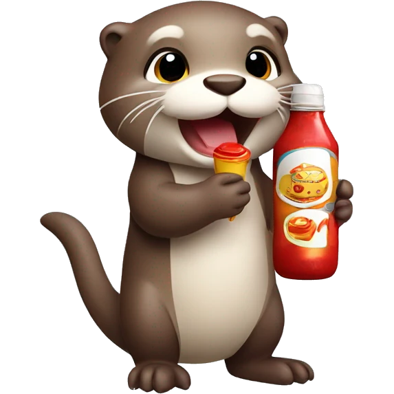 cute otter holding ketchup bottle emoji