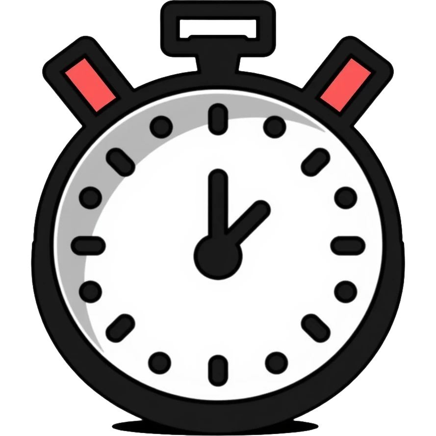 Stopwatch showing 1 minute and 58 seconds, hands pointing just before the 2-minute mark, symbolizing the two-minute rule in productivity emoji