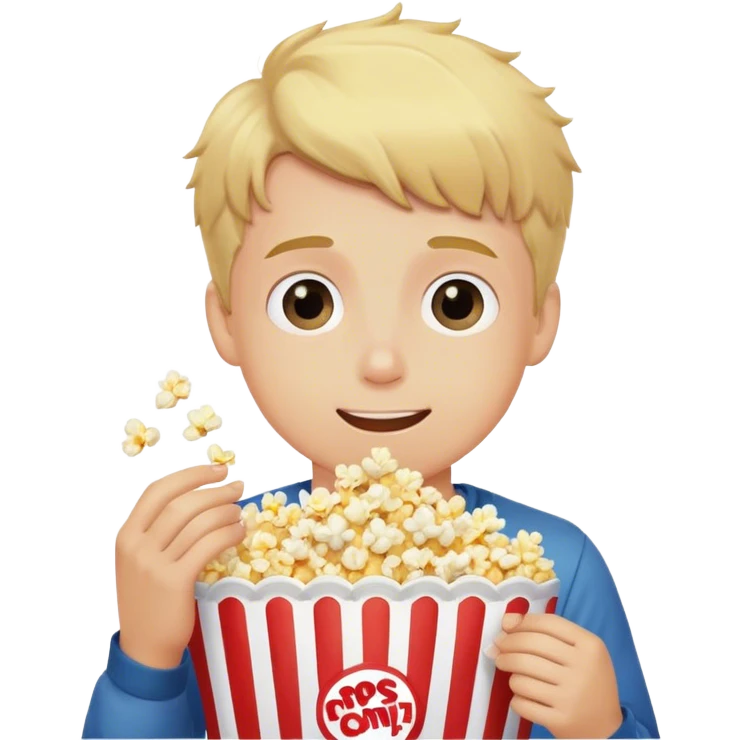 blonde boy enjoying popcorn emoji