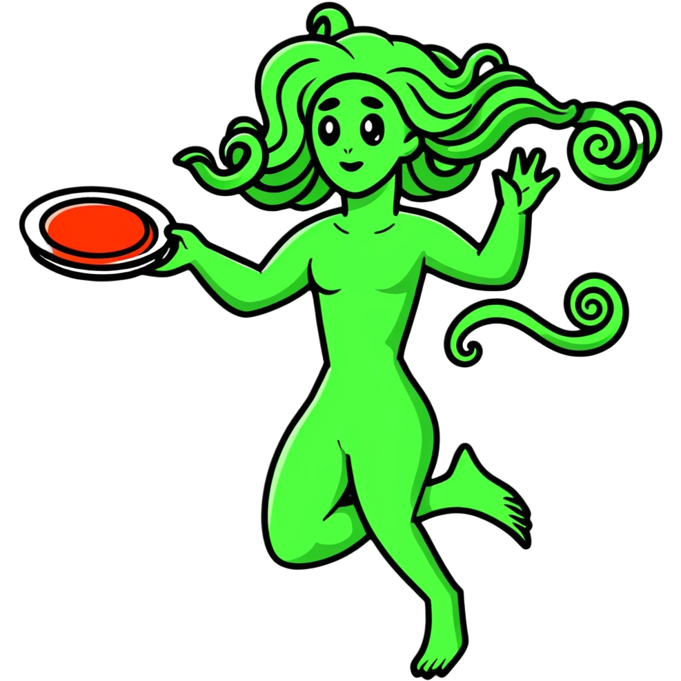 medusa throwing a frisbee to someone emoji