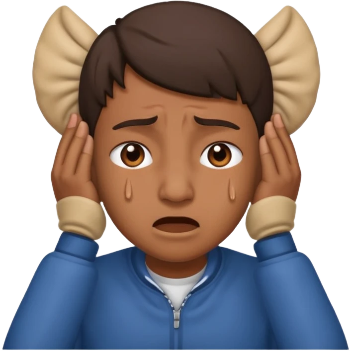 person covering ears, wincing in pain because the sound is terribly loud emoji