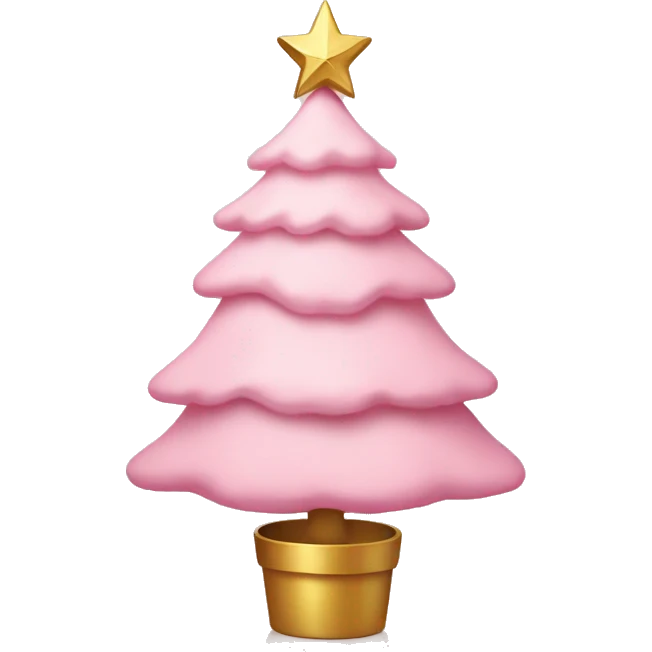 A baby pink Christmas tree with a gold star on top emoji