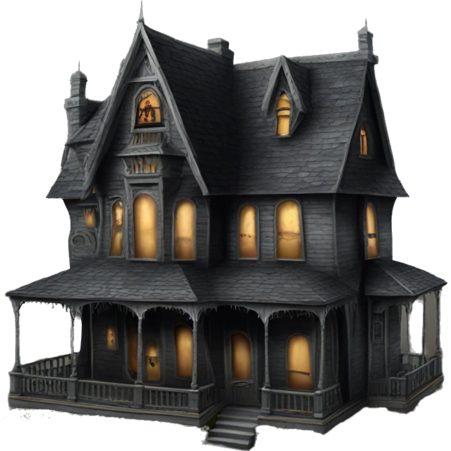 Creepy ok Realistic Huge ornate gothic Cardboard haunted house  emoji