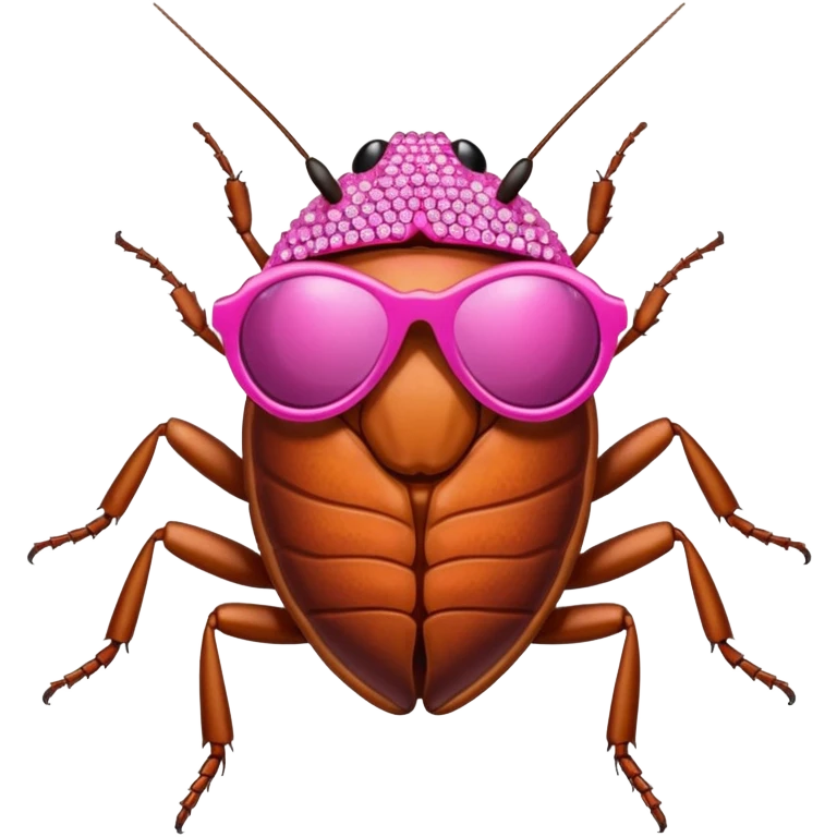 Pink bedazzle cockroach with sunglasses emoji