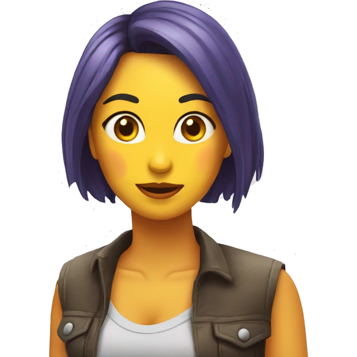 chica escondida detras de un cartel emoji