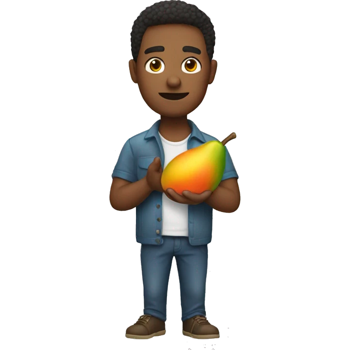 a guy holding a mango in his hand emoji