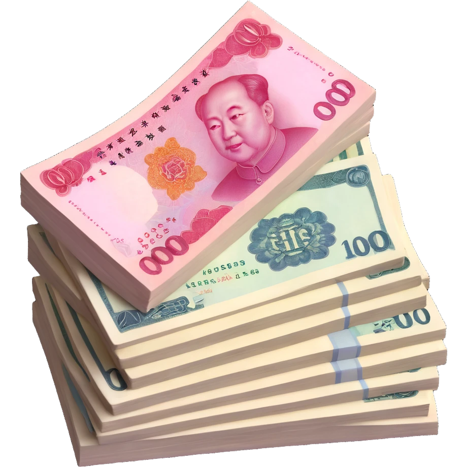 Stack of Chinese yuan bills emoji