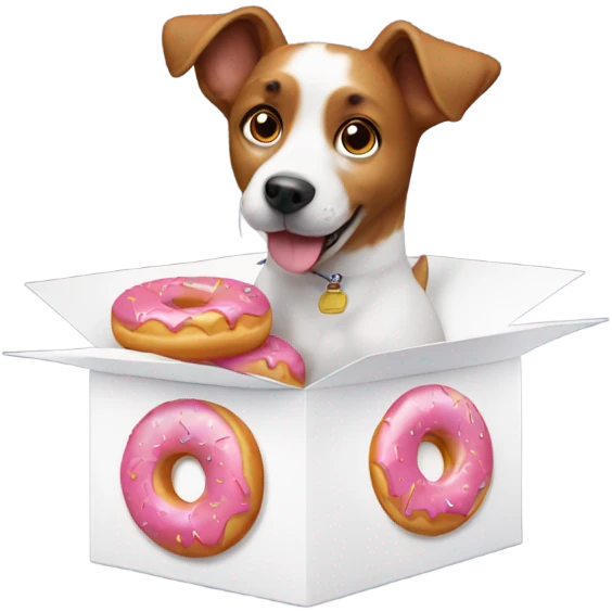Dog with box of donuts  emoji
