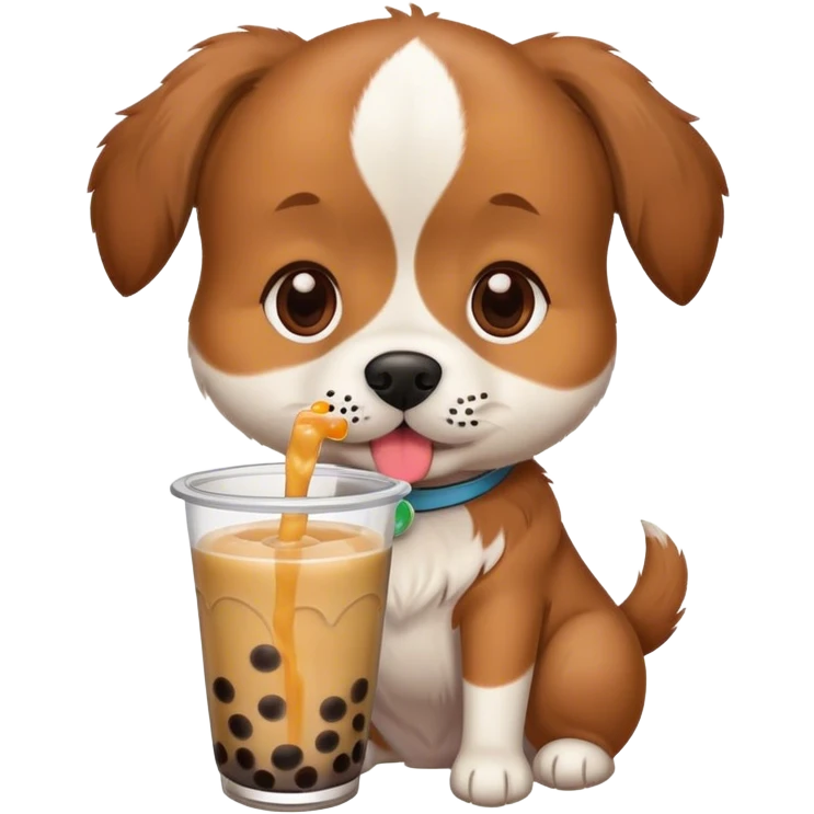 Doggy drinking Boba emoji