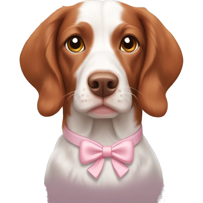 Brittany spaniel wearing light pink bow emoji