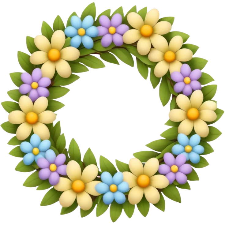 flower easter wreath, made in a shape of an egg emoji